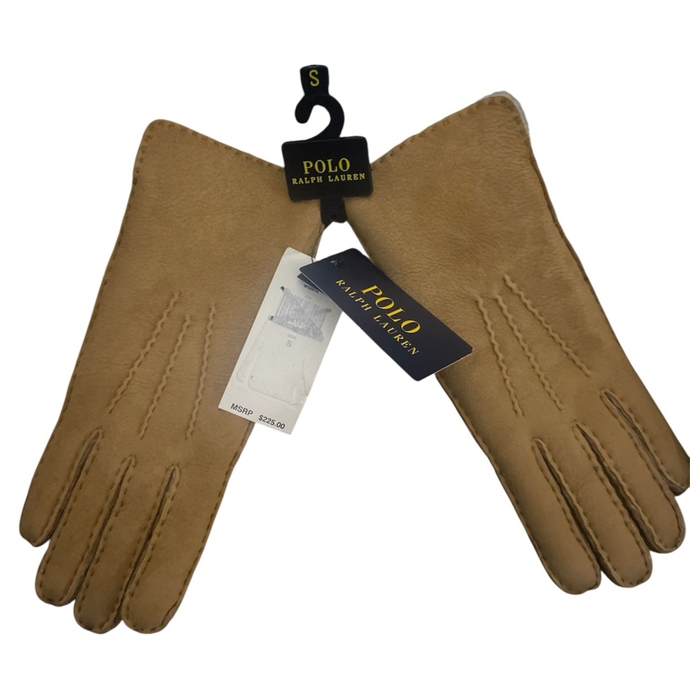 NWT Ralph Lauren Sheepskin Beige Winter Gloves. Size Small reg